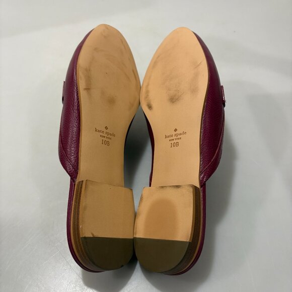 Kate Spade NY 10 B Caelyn Burgundy Red Pebbled Leather Slides Flats - Picture 6 of 8